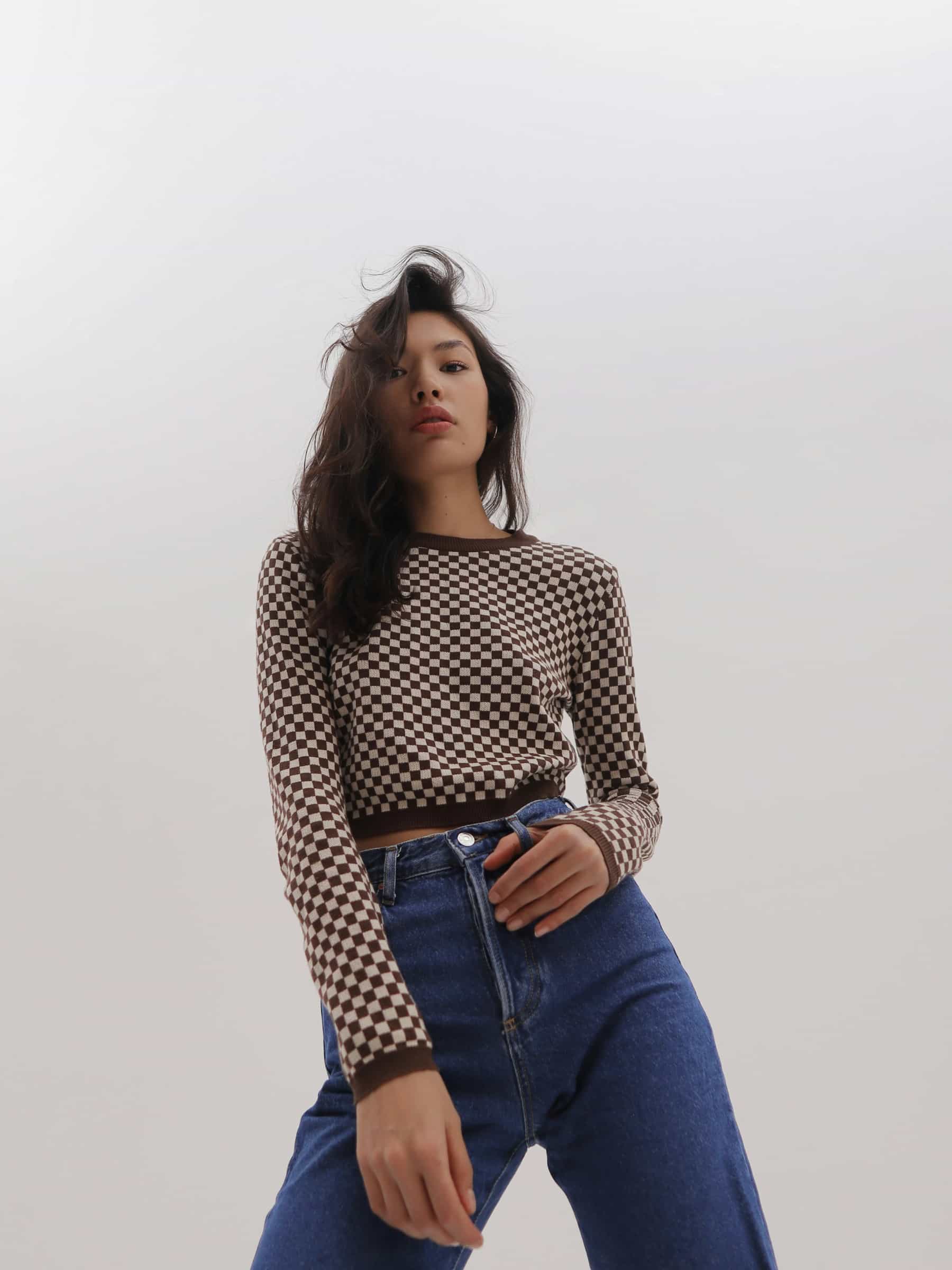 Cropped knit sweater