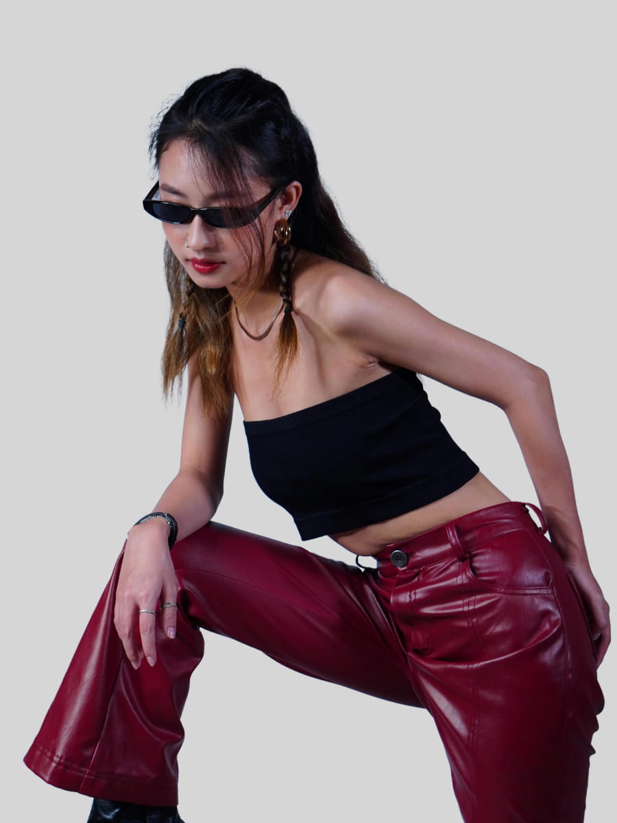 Straight leather trousers